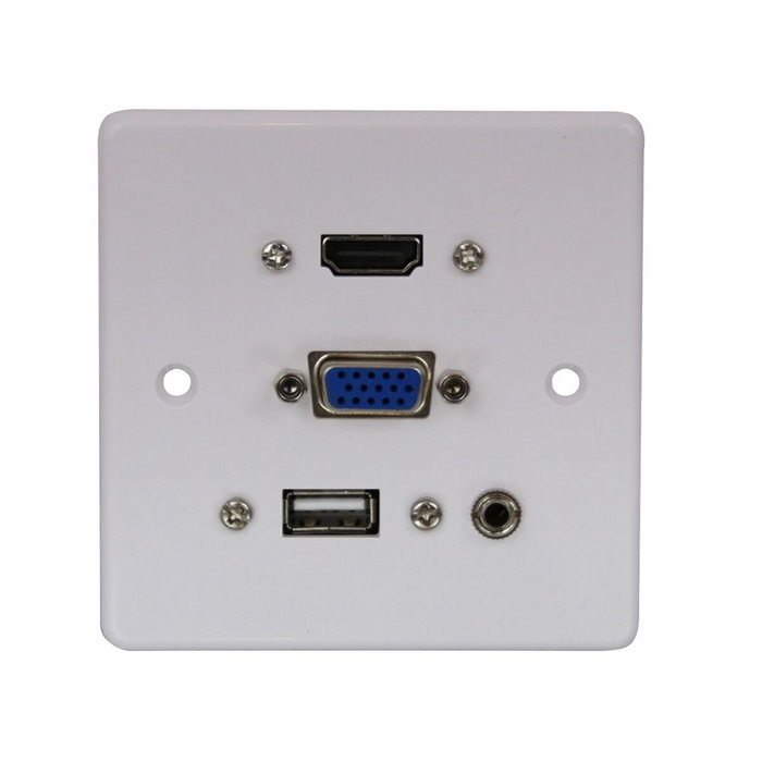 Lindy 60220 Adaptador HDMI + VGA + USB-A + 3.5mm Blanco