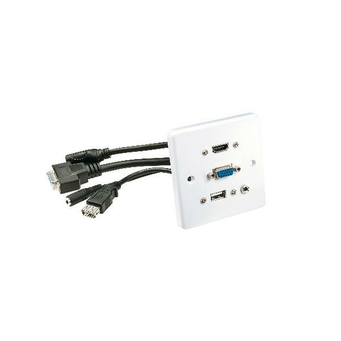 Lindy 60220 Adaptador HDMI + VGA + USB-A + 3.5mm Blanco