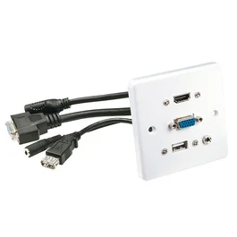 Lindy 60220 Toma de Corriente Múltiple HDMI, VGA, USB Tipo A y 3.5 mm para Audio, Color Blanco
