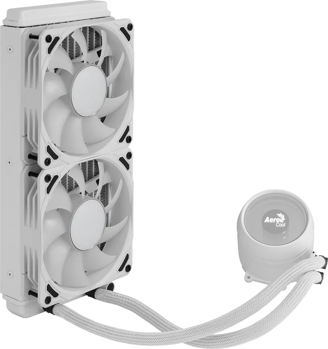Aerocool Kit de Refrigeración Líquida CPU AIO Mirage L240 Infinity Mirror RGB Blanco - 240mm con 2 Ventiladores ARGB, Bomba Silenciosa, Compatible con Sockets Intel y AMD