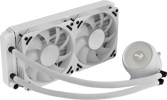 Aerocool Kit de Refrigeración Líquida CPU AIO Mirage L240 Infinity Mirror RGB Blanco - 240mm con 2 Ventiladores ARGB, Bomba Silenciosa, Compatible con Sockets Intel y AMD