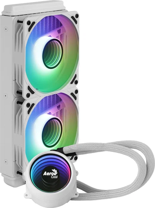 Aerocool Kit de Refrigeración Líquida CPU AIO Mirage L240 Infinity Mirror RGB Blanco - 240mm con 2 Ventiladores ARGB, Bomba Silenciosa, Compatible con Sockets Intel y AMD