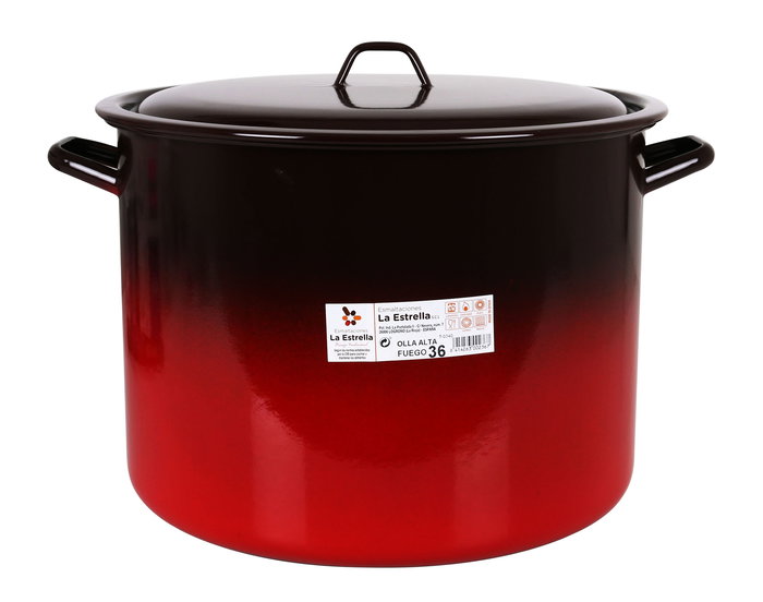 La Estrella Olla Alta con Tapa 36 cm - 30L Fuego