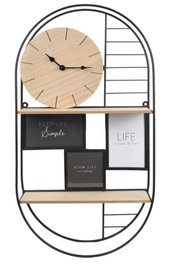 DKD Home Decor Estantería de Pared Metal y Madera 33x10x60 Negro y Marrón