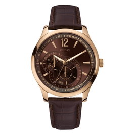 Guess W95086G1 con caja oro rosa y correa de piel marrón