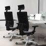 PIQUERAS Y CRESPO Silla de oficina Horna con mecanismo Sincro, Blanco y Negro