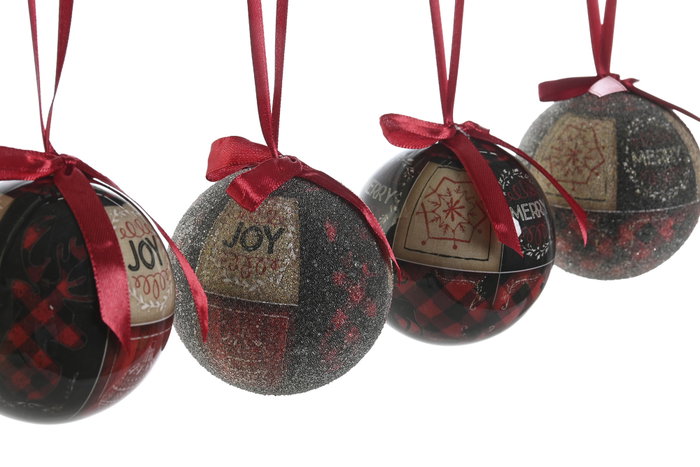 DKD Home Decor Bola Navidad Alpina Rojo Negro Cuadros Set 14 Piezas 25x16x25 cm DKD Home Decor Bola Navidad Alpina Rojo Negro Cuadros Set 14 Piezas 25x16x25 cm