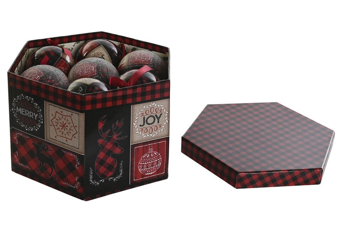 DKD Home Decor Bola Navidad Alpina Rojo Negro Cuadros Set 14 Piezas 25x16x25 cm DKD Home Decor Bola Navidad Alpina Rojo Negro Cuadros Set 14 Piezas 25x16x25 cm