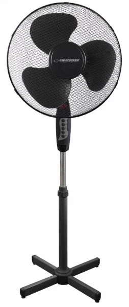 Esperanza EHF001KK Ventilador de Pie 16" Negro - 3 Velocidades, Oscilación 90°, con Base Antideslizante y Cable 1.5m