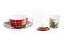 DKD Home Decor Tetera Navidad Tradicional Rojo Verde Cristal Porcelana (2 Unidades)