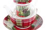 DKD Home Decor Tetera Navidad Tradicional Rojo Verde Cristal Porcelana (2 Unidades)