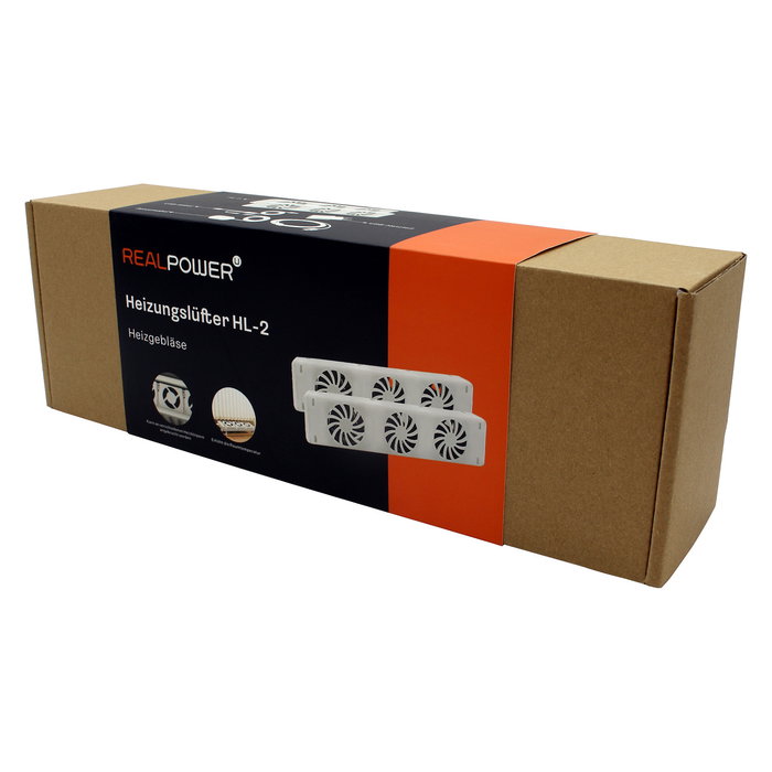 RealPower HL-2 Set de 2 Ventiladores Calefactores de Suelo, Interiores, Blanco, 100-240V, 50/60 Hz, 3 Ventiladores, Eléctrico, 300x70x30 mm