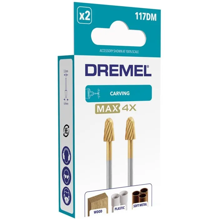 Dremel 117DM Juego de 2 cortadores de acero de alta velocidad alta durabilidad punta redonda ø 6,4 mm