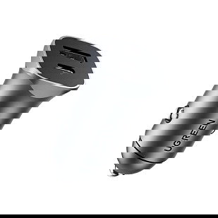 Ugreen 30780 Cargador de Coche Rápido USB-C PD + USB-A QC 24W Gris