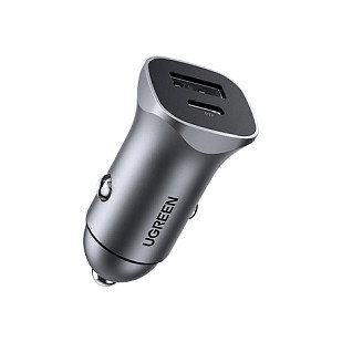 Ugreen Cargador de Coche 24W con USB-C y USB-A Gris 30780 Ugreen Cargador de Coche 24W con USB-C y USB-A Gris 30780