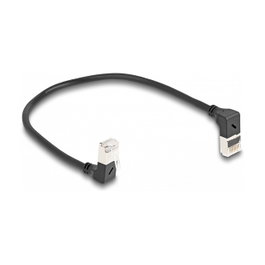 DeLOCK Cable de red RJ45 Cat.6A S/FTP Slim 90° Negro 0,25 m