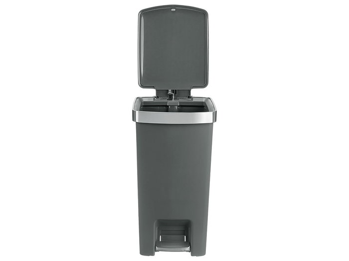 Kinvara Papelera de Pedal con Ruedas 35 Litros, Acero/Plástico, Blanco/Acero, Dimensiones 38 x 55 x 29 cm (Set de 6)