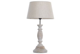 DKD Home Decor Lámpara de Sobremesa Mango y Lino Blanco Desgastado