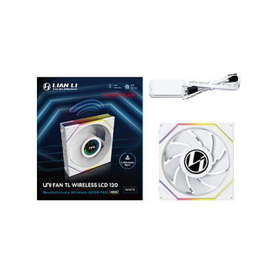 Lian Li Uni Fan TL120 LCD Reverse Blade Wireless Blanco