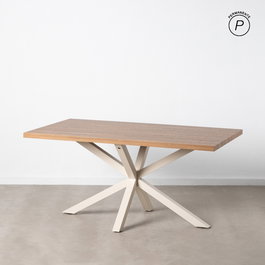 Mesa Comedor Natural-Blanco Dm-Metal 160 X 90 X 76 cm