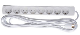 MicroConnect Regleta de Alimentación Danesa de 8 Tomas con Cable de 5m, Blanca, con Protección Infantil