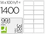 Q-connect Etiquetas adhesivas KF01585 de 99,1x38,1 mm, 100 hojas DIN A4
