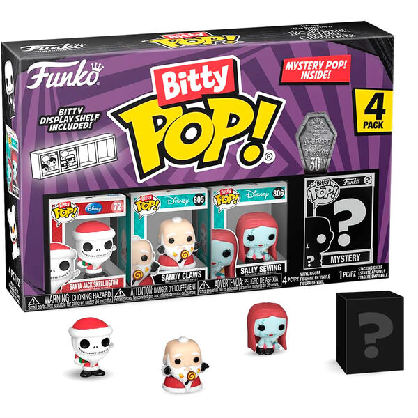 FUNKO Blister 4 figuras Bitty POP Disney Pesadilla Antes de Navidad Santa Jack