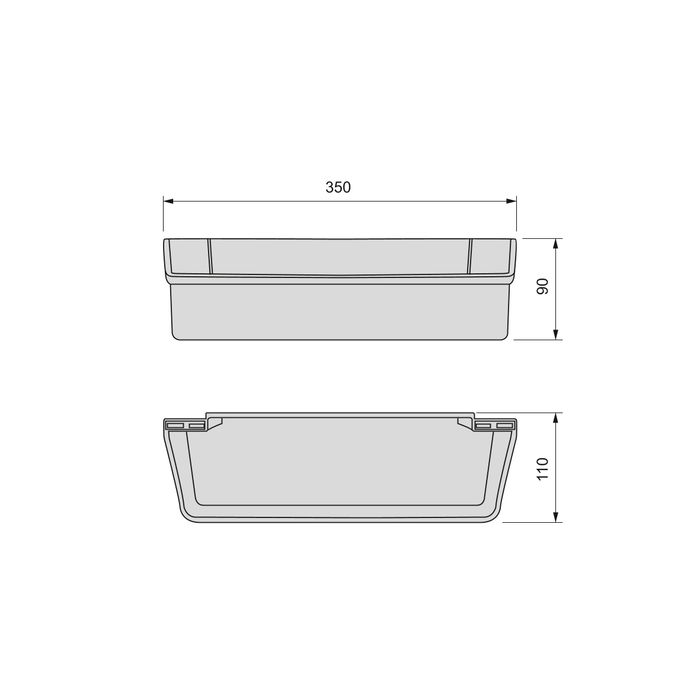 Emuca Lote de 2 bandejas auxiliares, longitud 350mm, Plástico, Blanco