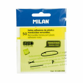 Milan Bloc de Notas Adhesivas Translúcidas Amarillo Fluorescente 76x76 mm