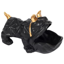 Home Deco Factory Vaciabolsillos Bulldog Negro Galerie Escultura para Llaves Monedas 30x16x18 cm