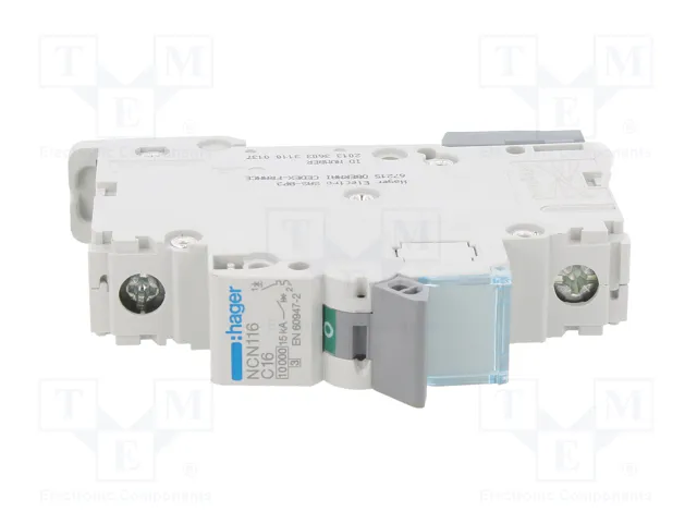 HAGER Interruptor magnetotérmico NCN116 16A 1 Polo 10kA