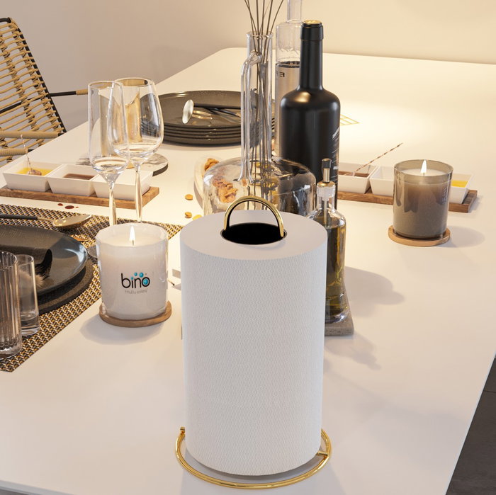 Aberto Design Toallero de Papel de Metal Dorado para Cocina, Soporte Resistente y Elegante