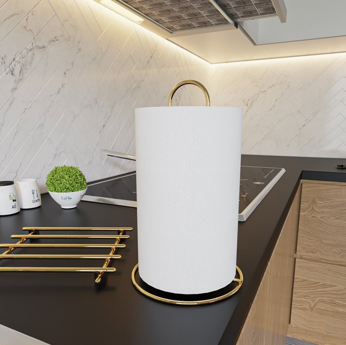 Aberto Design Toallero de Papel de Metal Dorado para Cocina, Soporte Resistente y Elegante