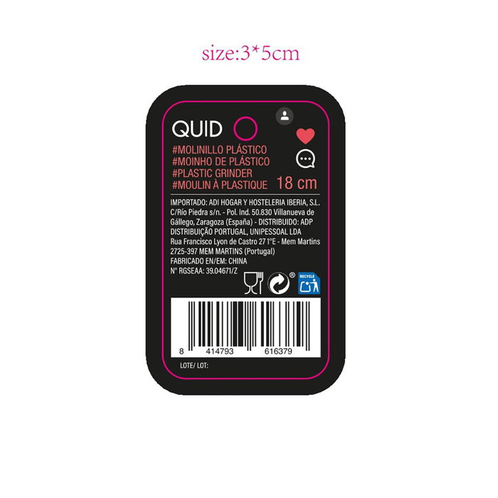 Molinillo Acrílico Hábitat Quid 18 cm (12 Unidades)