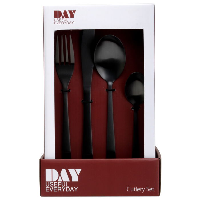 Day Cubertería 16 Piezas Mat Black Acero Inoxidable