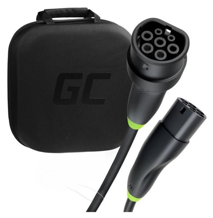 Green Cell Cable de carga para coche eléctrico Tipo 2 22KW 32A 5m Negro