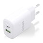 Aisens Cargador GaN 20W con USB-C PD3.0 y USB-A QC3.0, Blanco