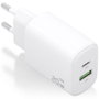 Aisens Cargador GaN 20W con USB-C PD3.0 y USB-A QC3.0, Blanco