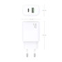 Aisens Cargador GaN 20W con USB-C PD3.0 y USB-A QC3.0, Blanco
