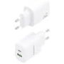 Aisens Cargador GaN 20W con USB-C PD3.0 y USB-A QC3.0, Blanco