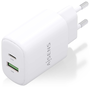 Aisens Cargador GaN 20W con USB-C PD3.0 y USB-A QC3.0, Blanco