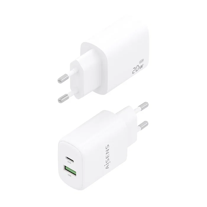 AISENS Cargador GaN 20W con USB-C PD3.0 y USB-A QC3.0 Blanco AISENS Cargador GaN 20W con USB-C PD3.0 y USB-A QC3.0 Blanco