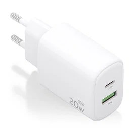 Aisens Cargador GaN 20W con USB-C PD3.0 y USB-A QC3.0 Blanco A110-0909