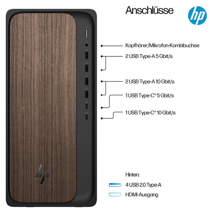 HP OmniDesk AI PC M03-0073ng - Ordenador All-in-One con Intel Core i7, 16GB RAM, 512GB SSD, Windows 11 Home, acabado Dark Wood