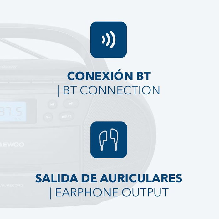 DAEWOO Radio CD/Cassette con Bluetooth, USB y Ecualizador