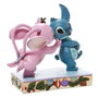 Enesco Figura Decorativa Jim Shore Disney Lilo & Stitch (Angel y Stitch con Muérdago Navideño), Esculpida y Pintada a Mano en Piedra Fundida, 15 x 7.5 x 10 cm