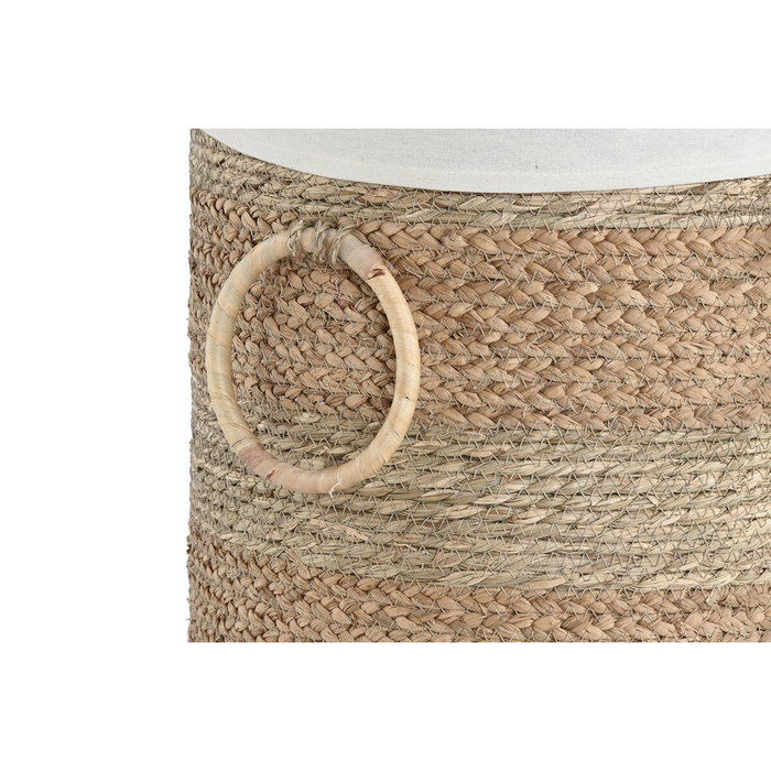 DKD Home Decor Set de 2 Cestas de Seagrass y Tela Natural