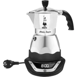 Bialetti Cafetera Eléctrica Italiana Moka Timer 6 Tazas 300 ml Acero Inoxidable