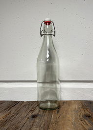 La Mediterranea Botella de Vidrio Transparente 1 L con Medidas 8.6x8.6x31 cm (12 Unidades)