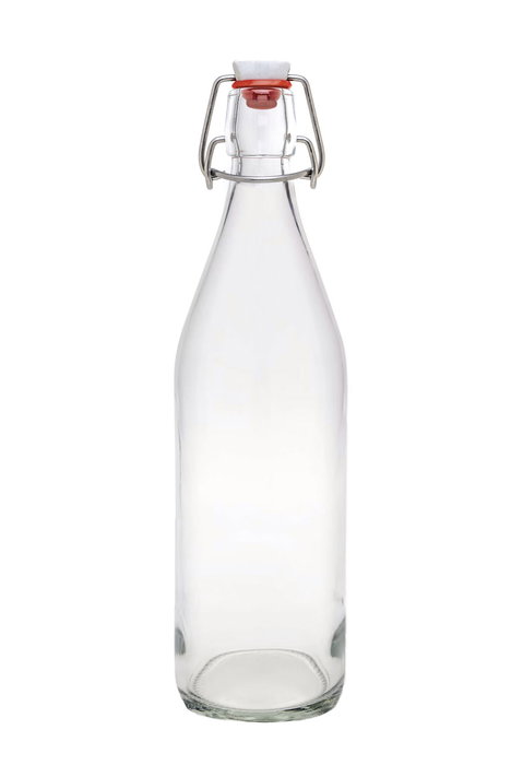 La Mediterranea Botella de Vidrio Transparente 1 L con Medidas 8.6x8.6x31 cm (12 Unidades)